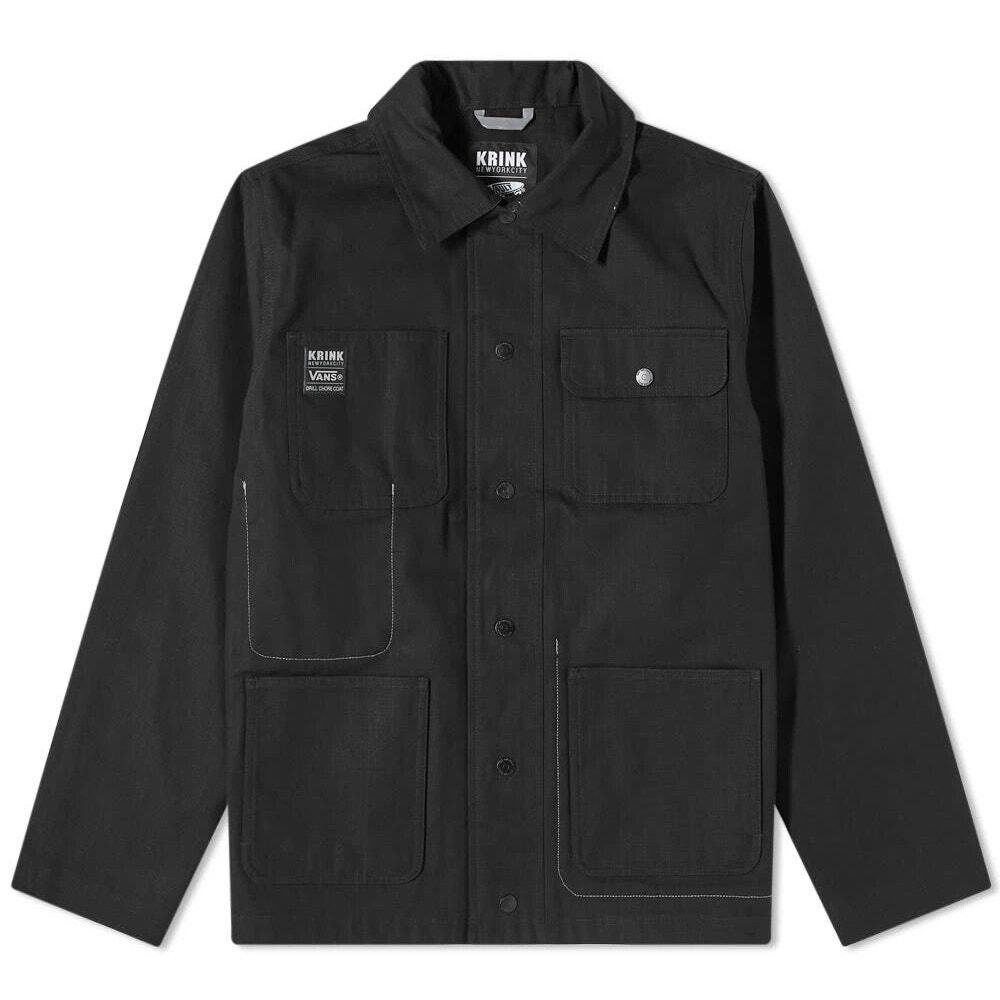 Vans Vault x Krink Drill Chore Coat Stud Closure 4 Pockets Mens Medium Black New